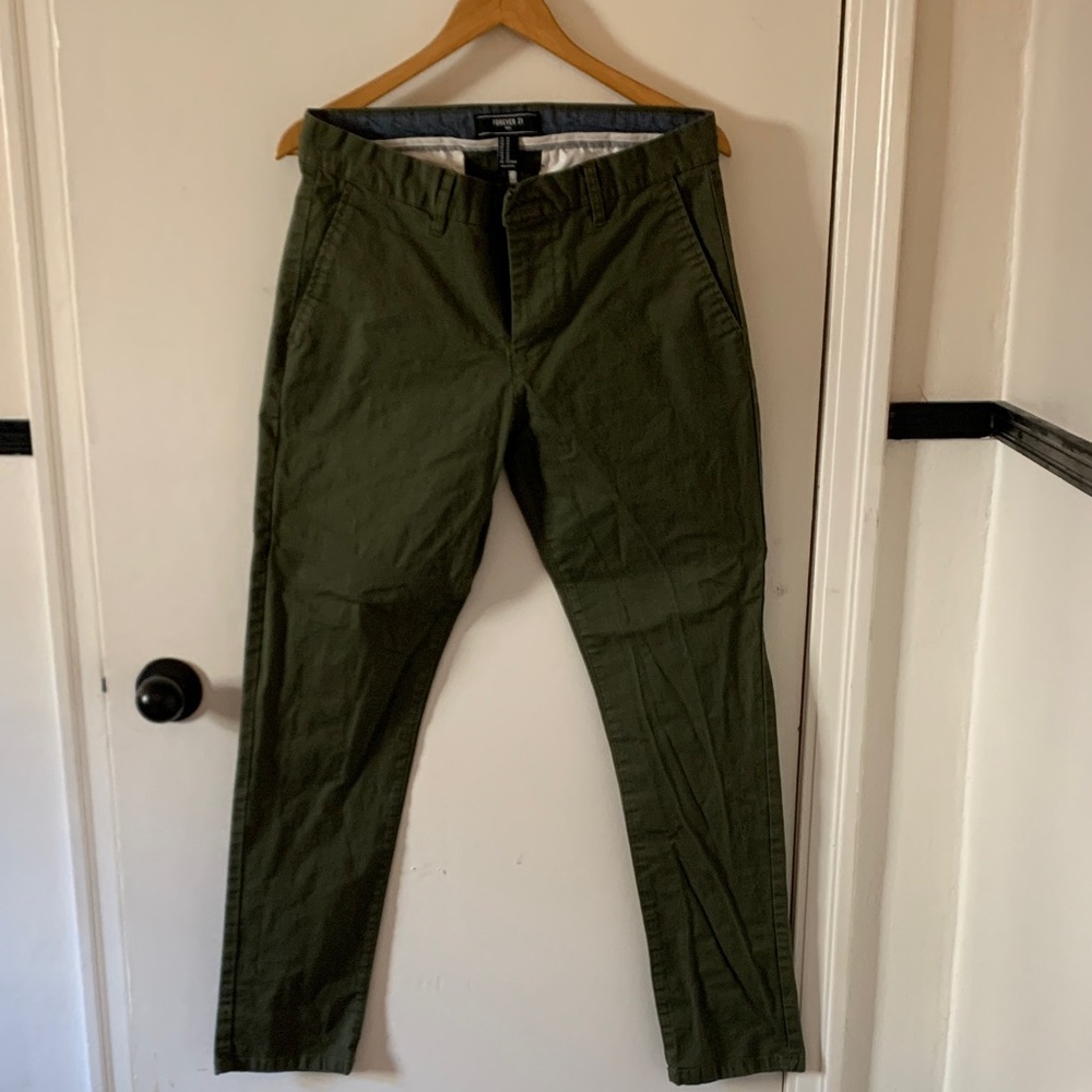 Forever 21 Men's Forest Green Chinos
